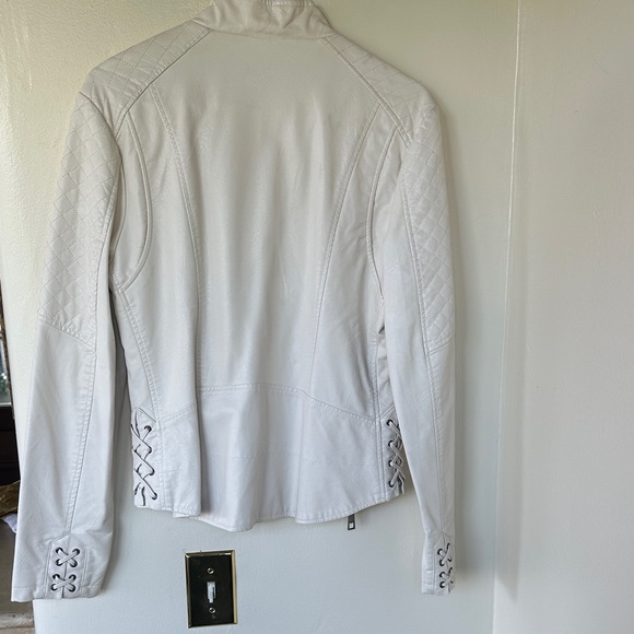 Guess Women's Cream Faux Leather Jacket - Picture 7 of 7